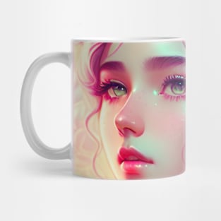 Girl With Pink Roses Mug